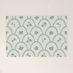 Rustic scallop floral block print - sage green pattern Welcome Mat Gallery Image 1