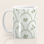 Rustic scallop floral block print - sage green pattern Coffee Mug Gallery Image 3