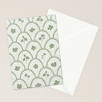 Rustic scallop floral block print - sage green pattern Stationery Card Gallery Image 2