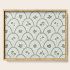 Rustic scallop floral block print - sage green pattern Serving Tray Gallery Image 1