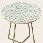 Rustic scallop floral block print - sage green pattern Side Table Gallery Image 2
