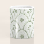 Rustic scallop floral block print - sage green pattern Coffee Mug Gallery Image 4