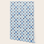 Mosaic plaids geometric pattern watercolor Soft blue Wallpaper Gallery Image 2