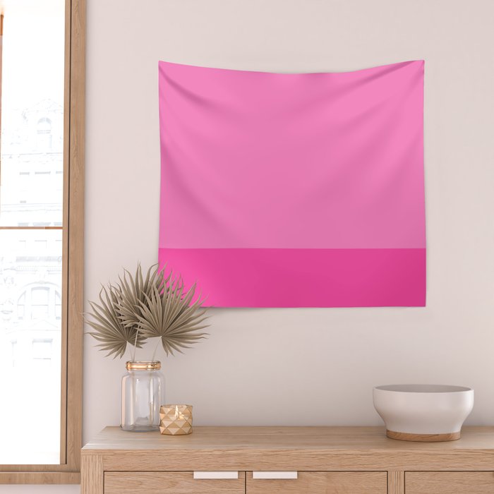 Hot Pink Color Block Minimalist Maximalist Solid Stripe Pattern Wall Tapestry Gallery Image 2