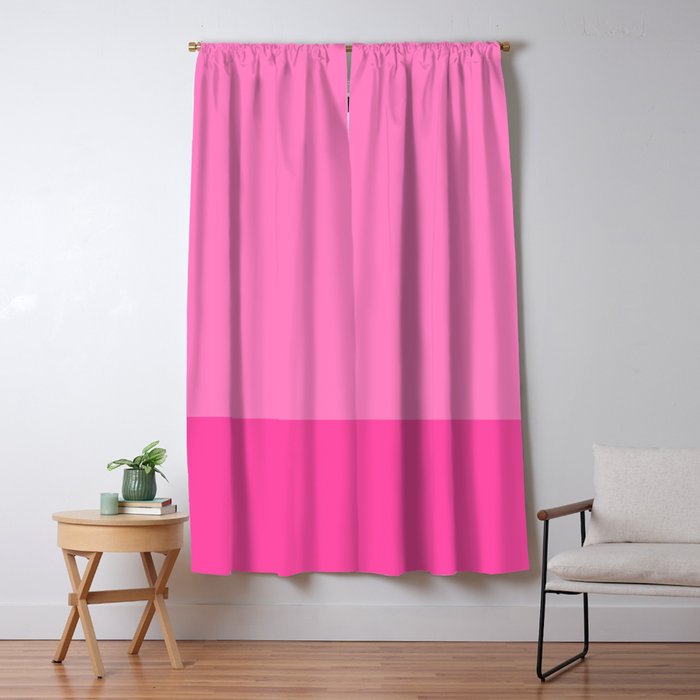 Hot Pink Color Block Minimalist Maximalist Solid Stripe Pattern Window Curtain Gallery Image 1
