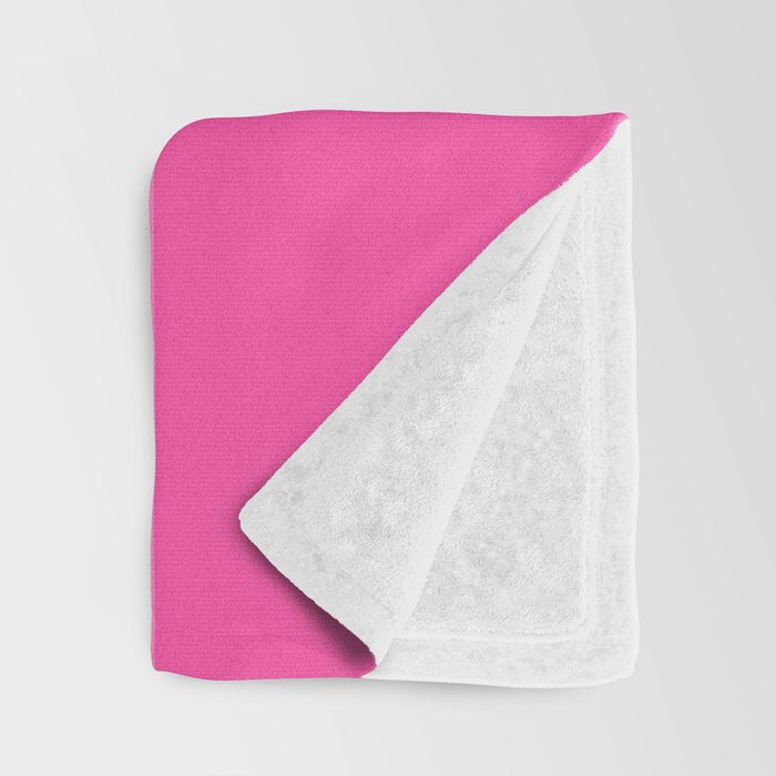 Hot Pink Color Block Minimalist Maximalist Solid Stripe Pattern Throw Blanket Gallery Image 3