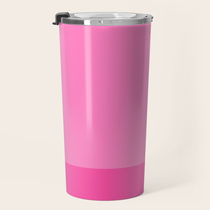 Hot Pink Color Block Minimalist Maximalist Solid Stripe Pattern Travel Mug Gallery Image 3