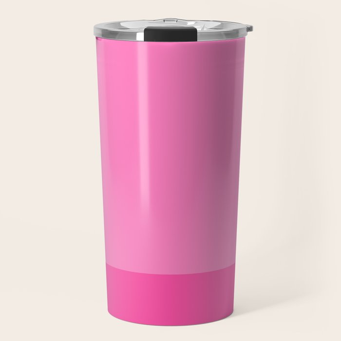 Hot Pink Color Block Minimalist Maximalist Solid Stripe Pattern Travel Mug Gallery Image 1