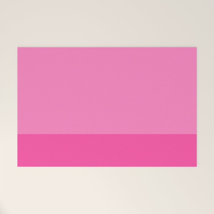 Hot Pink Color Block Minimalist Maximalist Solid Stripe Pattern Welcome Mat Gallery Image 1