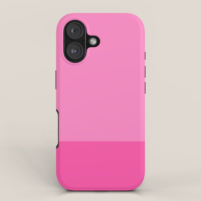 Hot Pink Color Block Minimalist Maximalist Solid Stripe Pattern iPhone Case Gallery Image 1