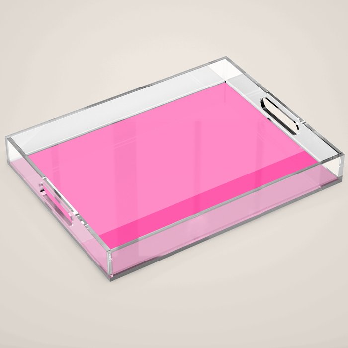 Hot Pink Color Block Minimalist Maximalist Solid Stripe Pattern Acrylic Tray Gallery Image 1
