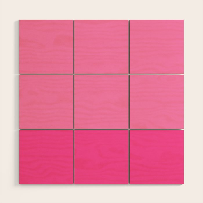 Hot Pink Color Block Minimalist Maximalist Solid Stripe Pattern Wood Wall Art Gallery Image 1
