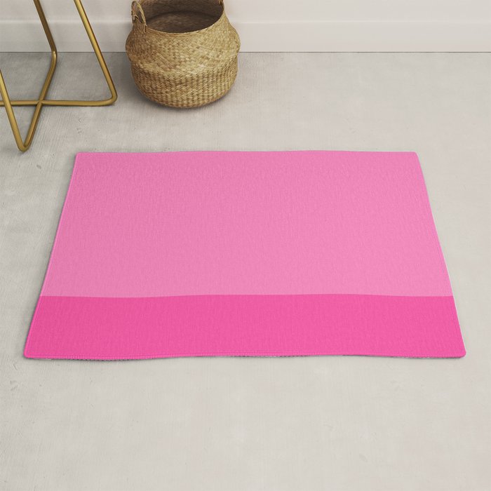 Hot Pink Color Block Minimalist Maximalist Solid Stripe Pattern Rug Gallery Image 1