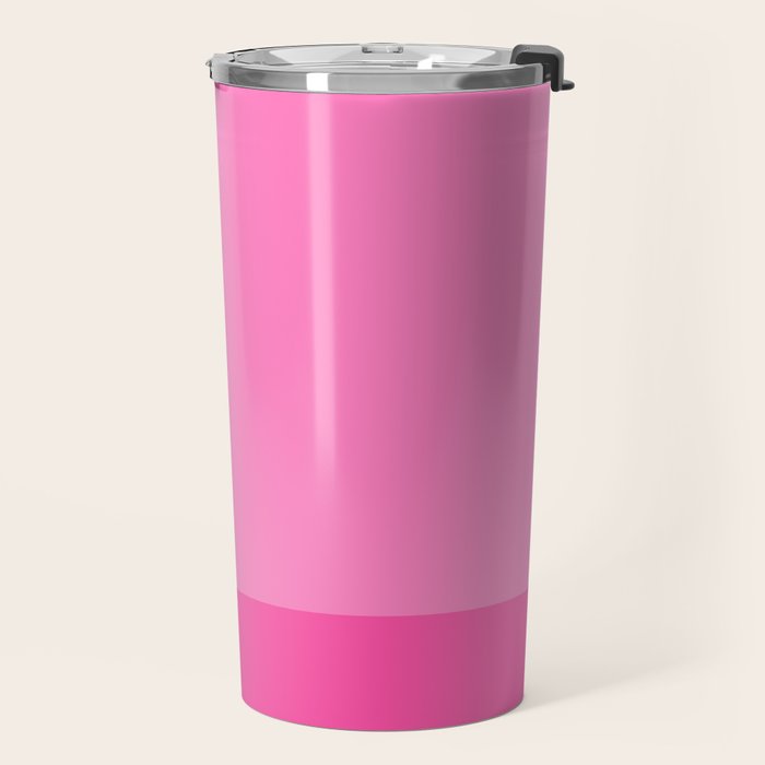 Hot Pink Color Block Minimalist Maximalist Solid Stripe Pattern Travel Mug Gallery Image 2