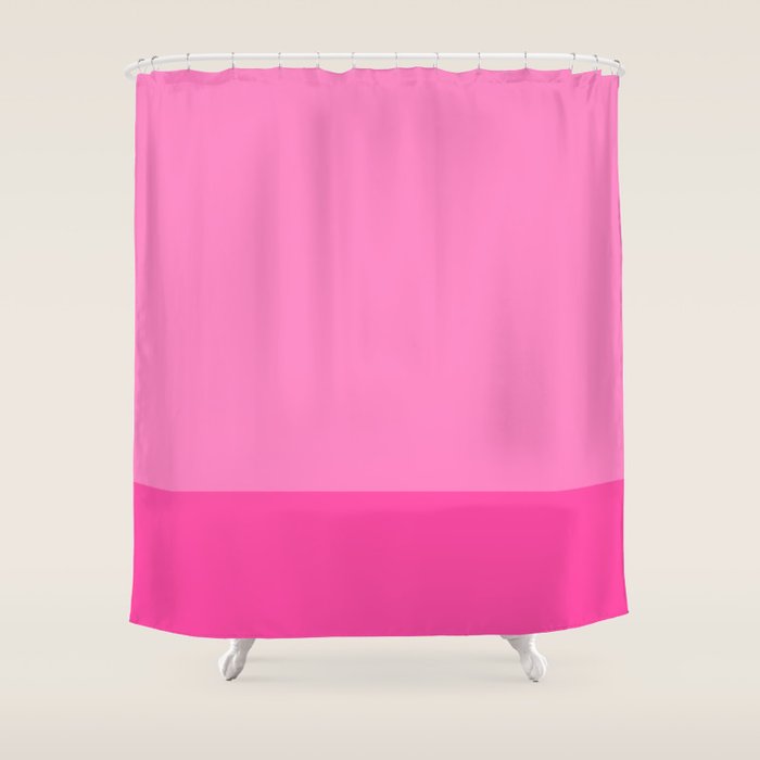 Hot Pink Color Block Minimalist Maximalist Solid Stripe Pattern Shower Curtain Gallery Image 1