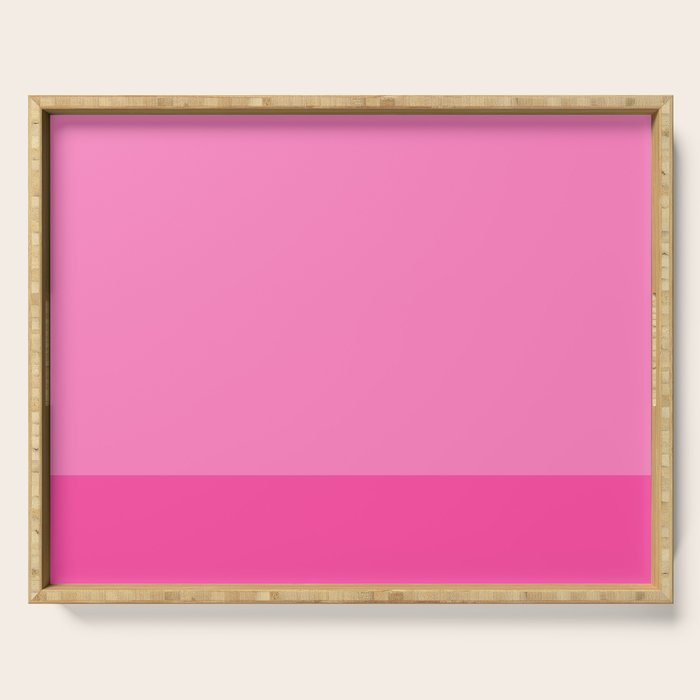 Hot Pink Color Block Minimalist Maximalist Solid Stripe Pattern Serving Tray Gallery Image 1