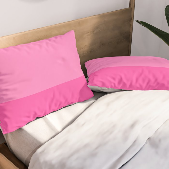 Hot Pink Color Block Minimalist Maximalist Solid Stripe Pattern Pillow Sham Gallery Image 2