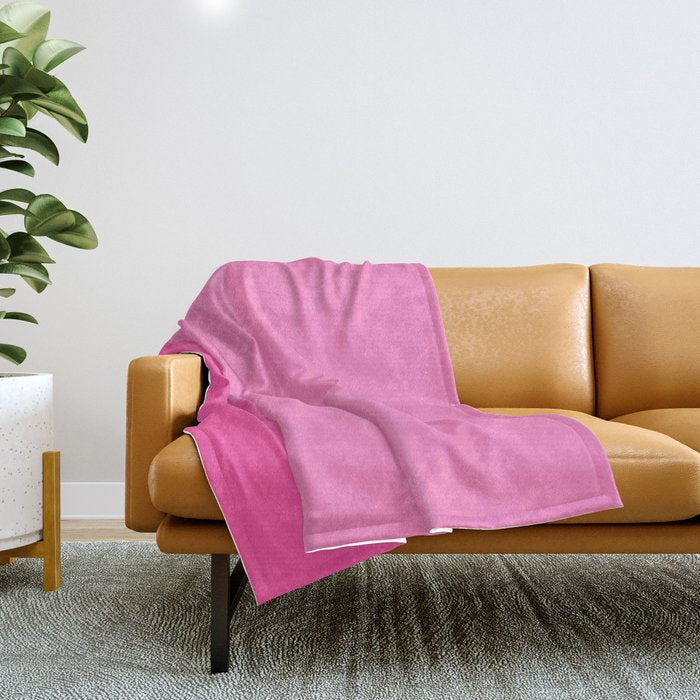 Hot Pink Color Block Minimalist Maximalist Solid Stripe Pattern Throw Blanket Gallery Image 1