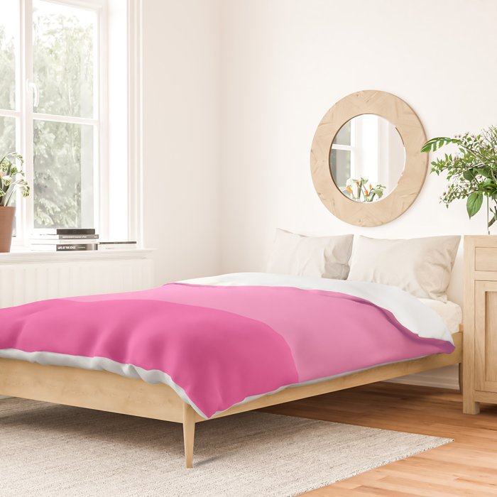 Hot Pink Color Block Minimalist Maximalist Solid Stripe Pattern Duvet Cover Gallery Image 2