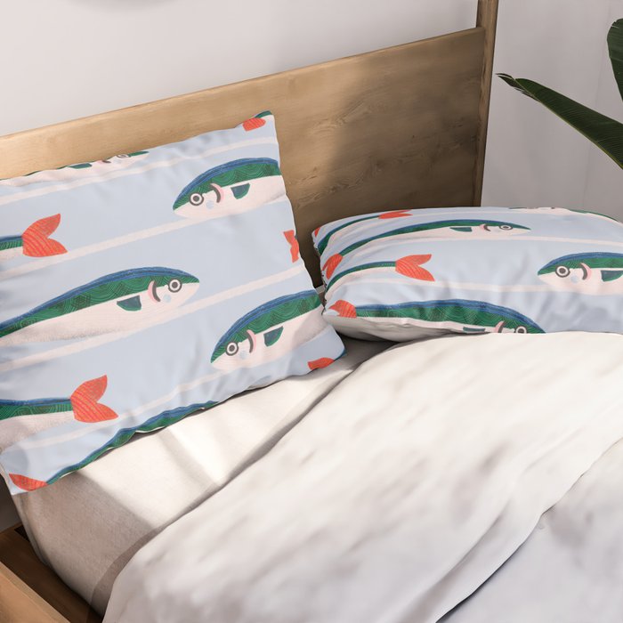 Large Sardines Pattern Pillow Sham Gallery Image 2