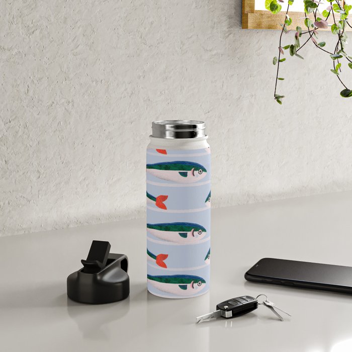 Large Sardines Pattern Water Bottle Gallery Image 4