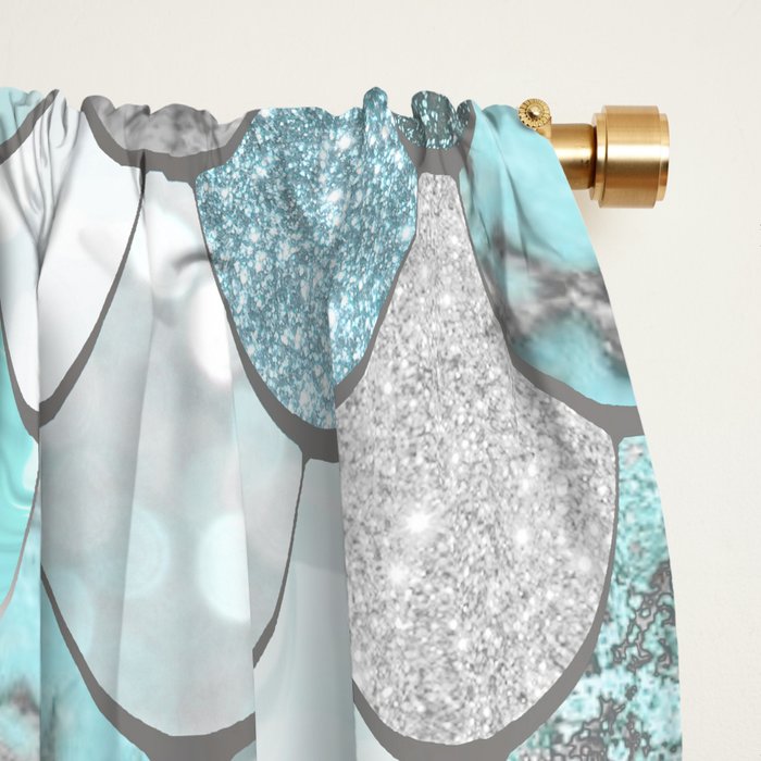 Mermaid Aqua and Grey Window Curtain Gallery Image 2