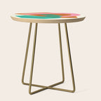 Ochre Pink Marine Green Fun Colorful Mid Century Modern Abstract Painting Shapes Pattern Side Table Gallery Image 1