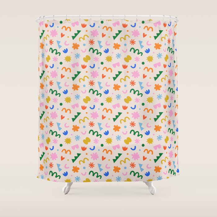 Fun colorful abstract organic shape art pattern Shower Curtain Gallery Image 1