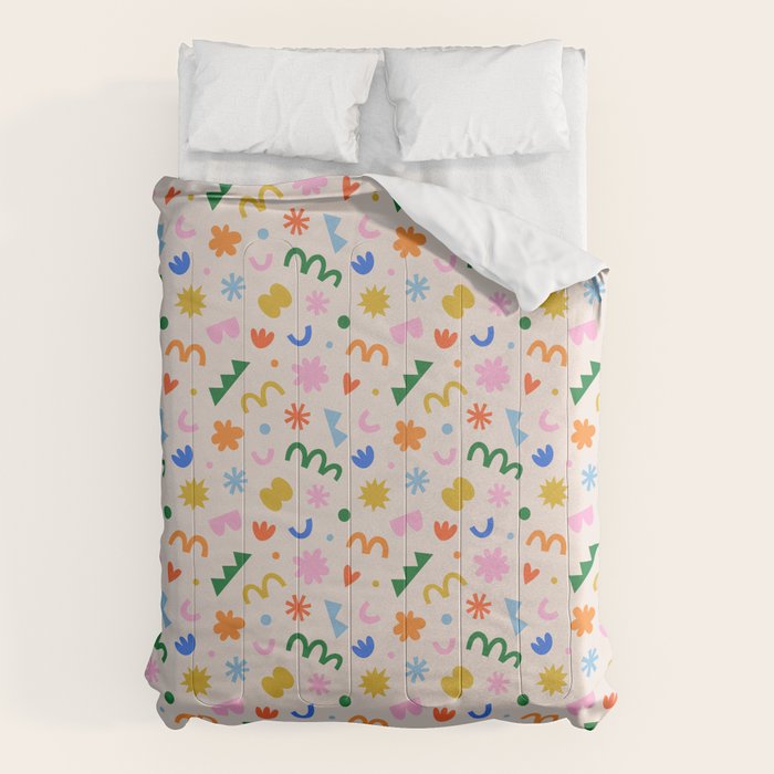 Fun colorful abstract organic shape art pattern Comforter Gallery Image 1