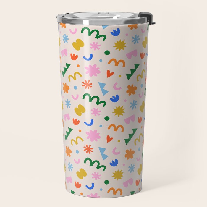 Fun colorful abstract organic shape art pattern Travel Mug Gallery Image 2