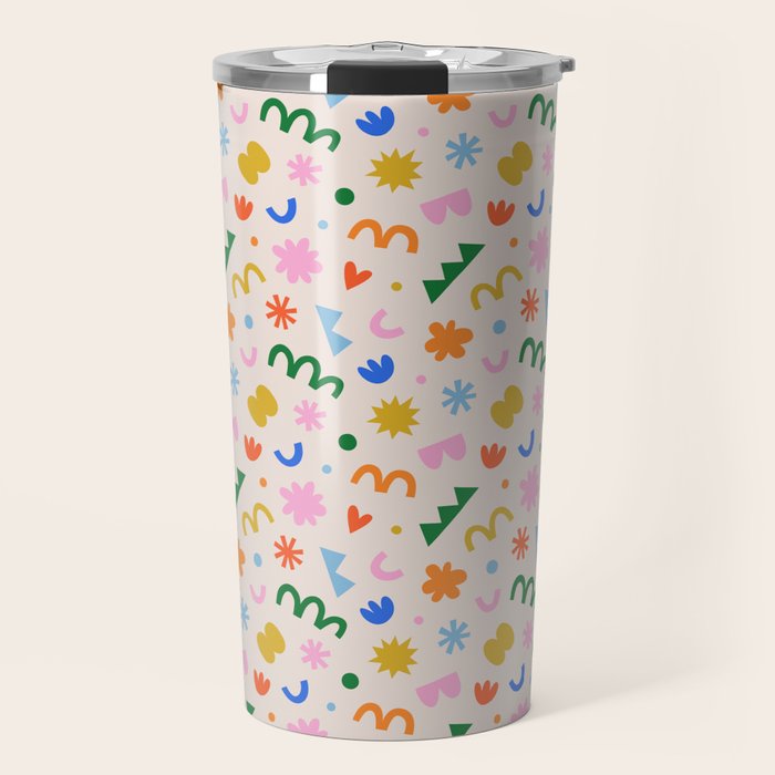 Fun colorful abstract organic shape art pattern Travel Mug Gallery Image 1