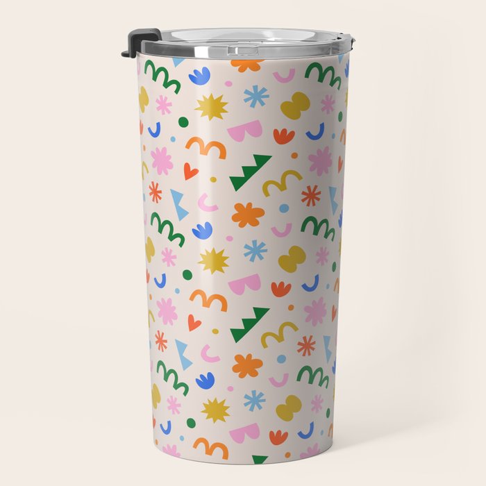 Fun colorful abstract organic shape art pattern Travel Mug Gallery Image 3