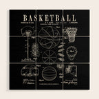 Basketball Old Vintage Patent Drawing Print Wood Wall Art Gallery Image 1