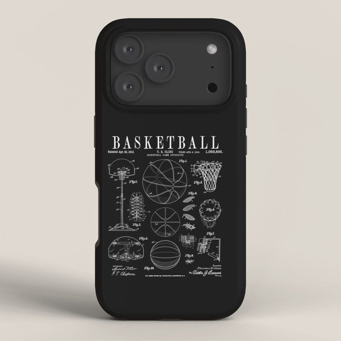 Basketball Old Vintage Patent Drawing Print iPhone Case Gallery Image 3