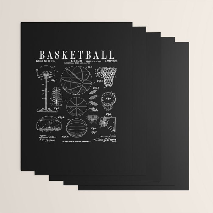 Basketball Old Vintage Patent Drawing Print Wrapping Paper Gallery Image 3