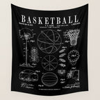 Basketball Old Vintage Patent Drawing Print Wall Tapestry Gallery Image 4