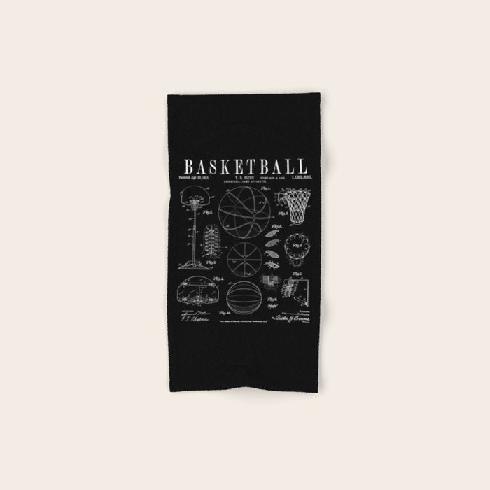 Basketball Old Vintage Patent Drawing Print Bath Towel Gallery Image 1