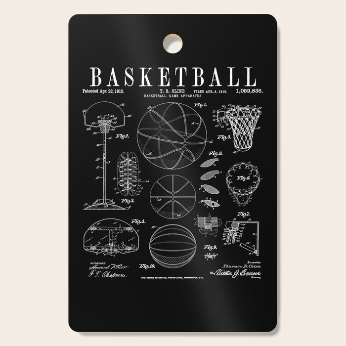 Basketball Old Vintage Patent Drawing Print Cutting Board Gallery Image 1