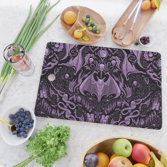 Bats and Beasts (Purple) Cutting Board Gallery Image 2