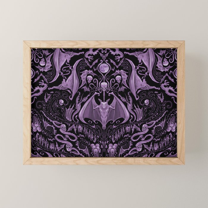 Bats and Beasts (Purple) Mini Art Print Gallery Image 1
