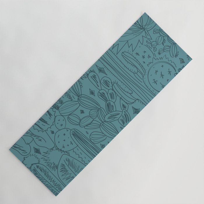 Cactus Scene in Blue Yoga Mat Gallery Image 1