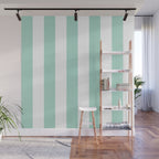 Minimal candy pastel stripes 1. mint and white Wall Mural Gallery Image 1