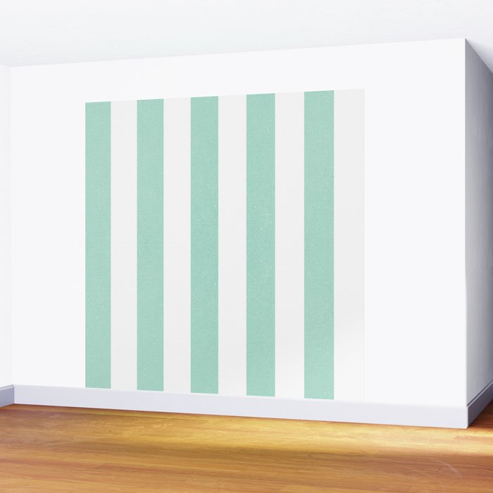 Minimal candy pastel stripes 1. mint and white Wall Mural Gallery Image 2