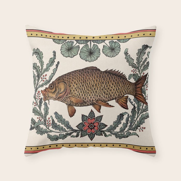 Carp in the Kelp Throw Pillow Gallery Image 1