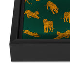 Animal Print - Tigers on Dark Olive Green Retro Texture Framed Canvas Print Gallery Image 3