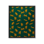 Animal Print - Tigers on Dark Olive Green Retro Texture Framed Canvas Print Gallery Image 6