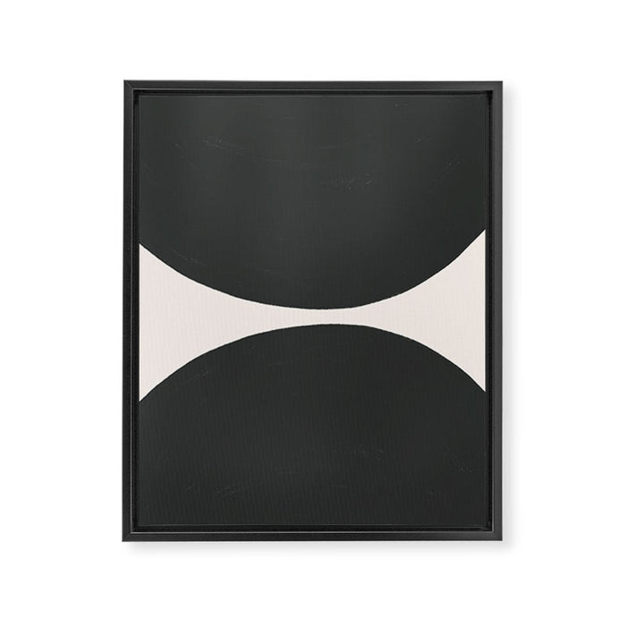 Black and White MidCentury Semi Circles  Framed Canvas Print Gallery Image 1