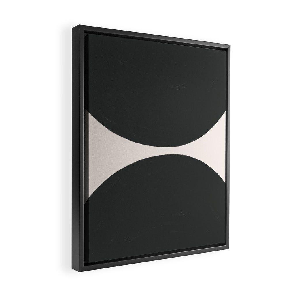 Black and White MidCentury Semi Circles  Framed Canvas Print Gallery Image 2