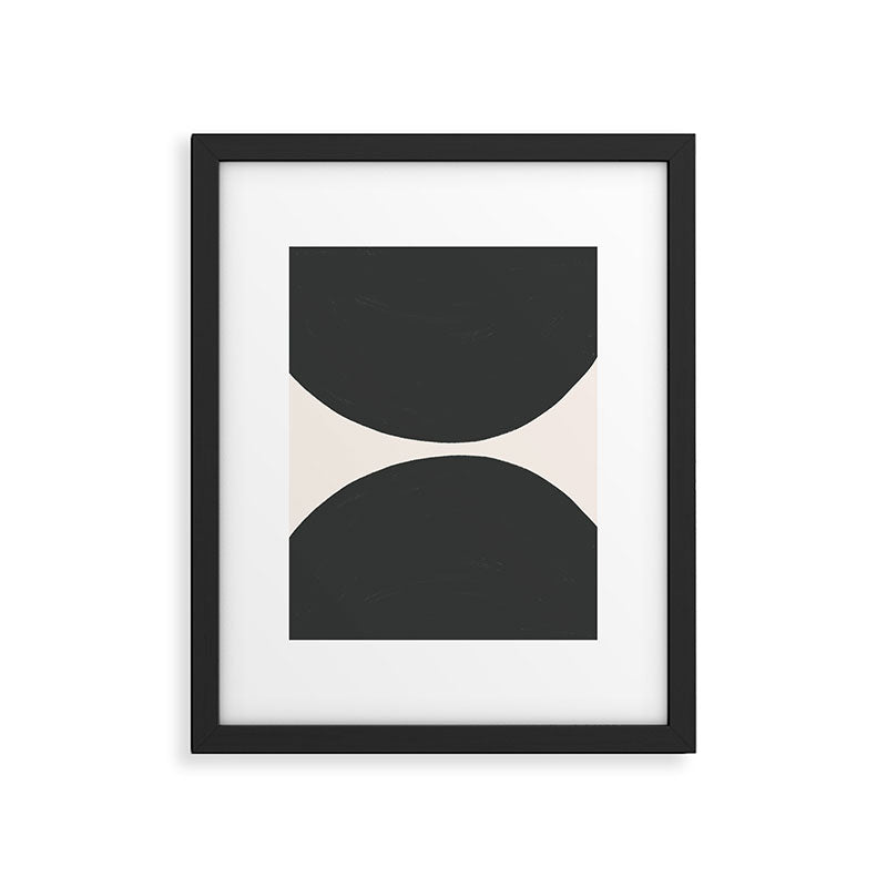 Black And White Midcentury Semi Circles Framed Art Print