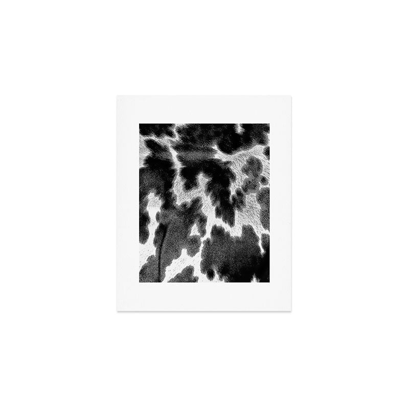 Black and White Rustic Cow Print Art Print Gallery Image 1